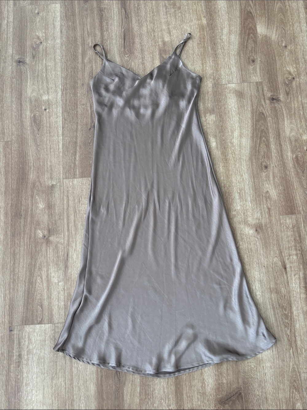 Oak +Fort Satin Slip Dress in Taupe -Women